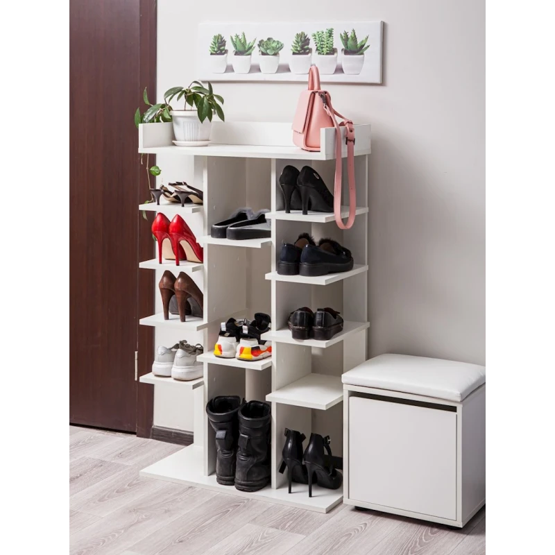 Подставка для обуви Letta, 119х35х69 см, ЛДСП, белая Подставка для обуви Letta, 119х35х69 см, ЛДСП, белая