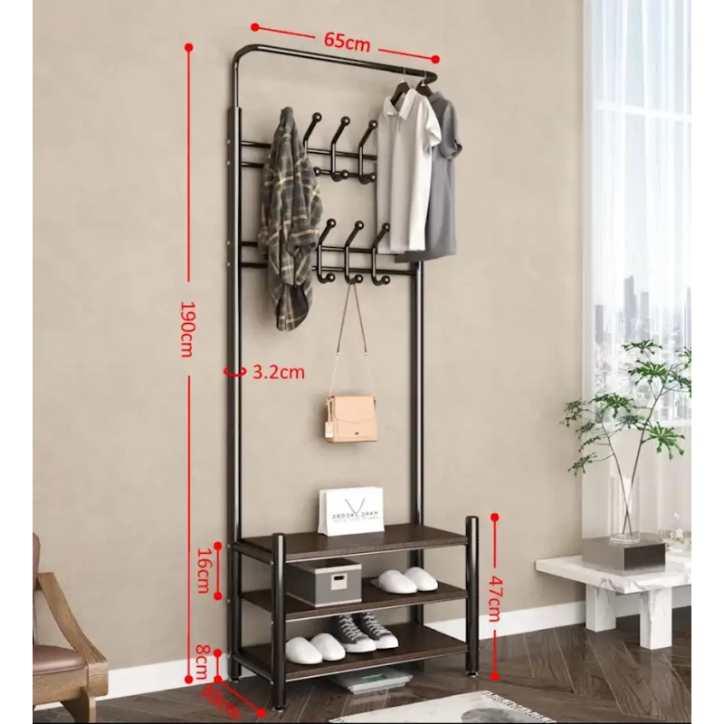 Вешалка с полками NH-77A88A, 65x190 см, металл, черная Вешалка с полками NH-77A88A, 65x190 см, металл, черная