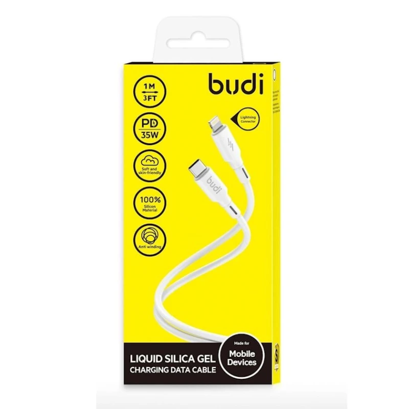Кабель Budi DC256TL10W Type-C to Lightning 35W, 1 м, белый