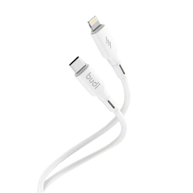 Кабель Budi DC256TL10W Type-C to Lightning 35W, 1 м, белый