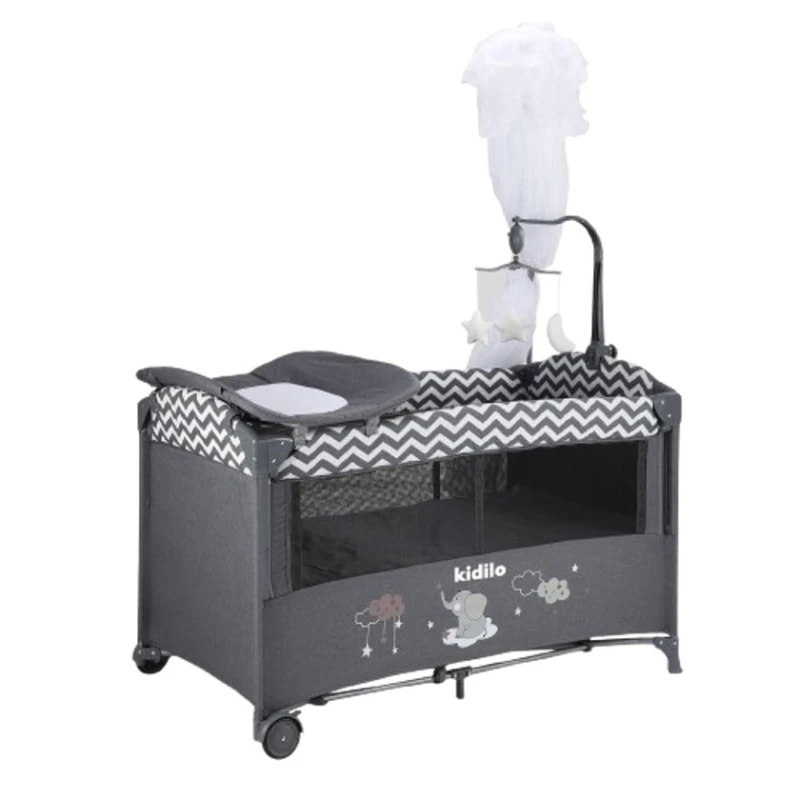 Манеж-кровать Kidilo T-701L, серая