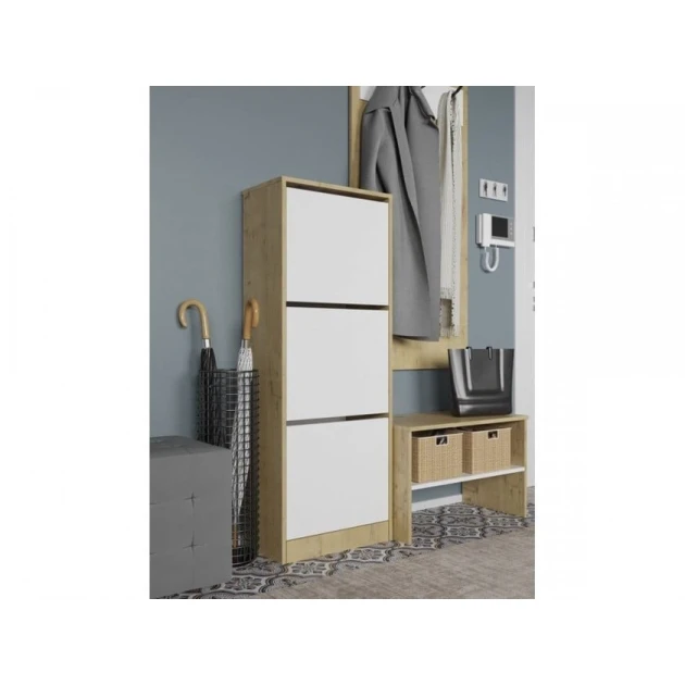 Тумба для обуви Art Mebel 43, ламинат, белая, 110х60х30 см