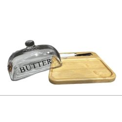 Масленка SLZ-568, стекло/дерево, прозрачная