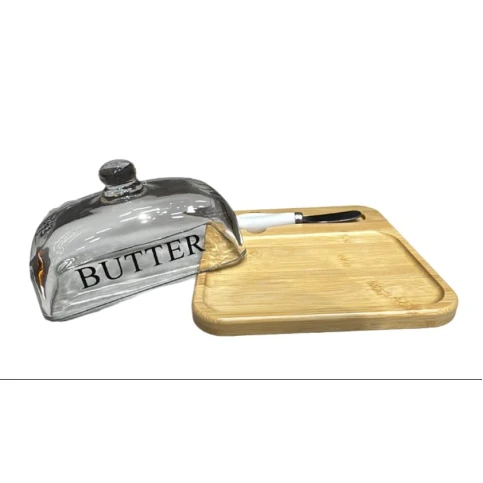 Масленка SLZ-568, стекло/дерево, прозрачная Масленка SLZ-568, стекло/дерево, прозрачная