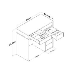 Столик для макияжа Art Mebel 94, ДСП, белый, 80x90x45 см