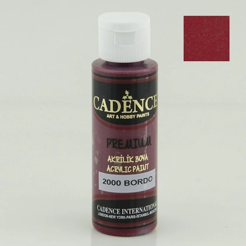 Декоративная акриловая краска Cadence Premium Acrylic Paint 2000 Bordeaux, бордовый, 70 мл