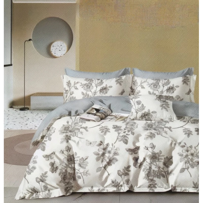 Комплект постельного белья MiraNova SF-705, пододеяльник 160x220 см, простыня 170x240 см, наволочка 50x70 см, односпальный, хлопок, белый/серый