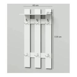 Вешалка настенная Ev Plus 12115517, ЛДСП, белая, 60x27x118 см Вешалка настенная Ev Plus 12115517, ЛДСП, белая, 60x27x118 см