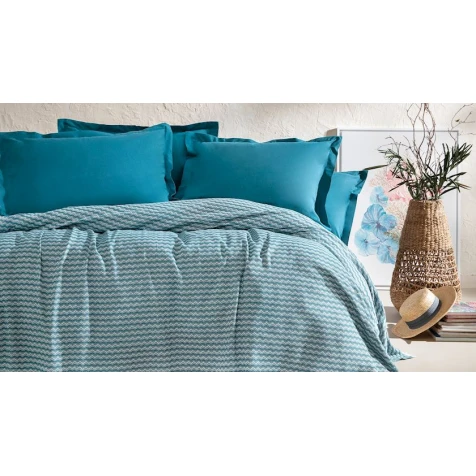 Покрывало пике Yataş Gwen, 200x220 см, двуспальный, хлопок/полиэстер, темно-голубой