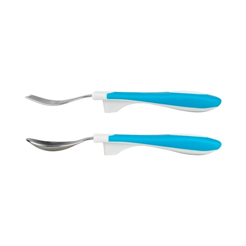 Набор столовых приборов Dr.Brown's, вилка/ложка, синий, 12м+