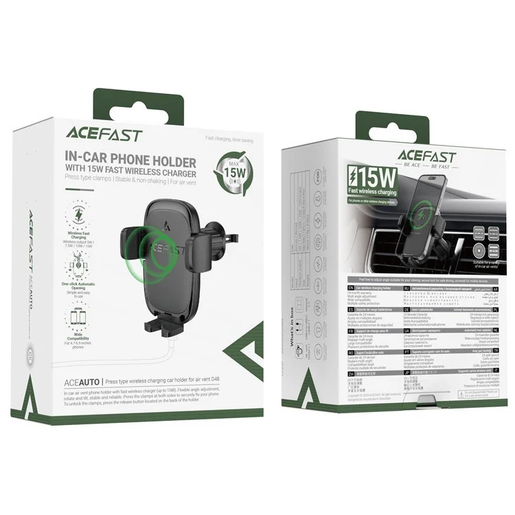 Avtomobil Üçün Simsiz Şarjlı Telefon Tutacağ ACEFAST D48 15 W Avtomobil Üçün Simsiz Şarjlı Telefon Tutacağ ACEFAST D48 15 W