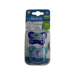 Набор пустышек Dr.Brown's PreVent Butterfly Shield ортодонтические, 0-6 месяцев, 2 шт, .