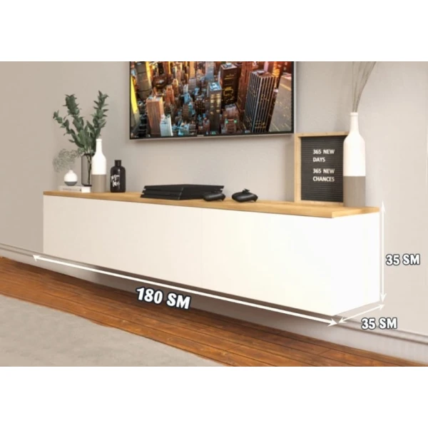 Тумба Ev Plus ev_12116042, ЛДСП, белый, коричневый, 180x35x35 см Тумба Ev Plus ev_12116042, ЛДСП, белый, коричневый, 180x35x35 см