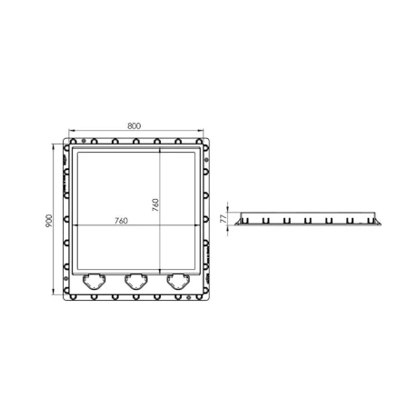 Lyuk qapağı LuxWares, 900x800 mm, plastik, tutacaqlı