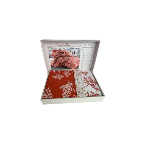 Комплект постельного белья Pima Cotton, простыня 160х220 см, пододеяльник 160х200 см, наволочка 50х70 см, односпальный, хлопок, красный