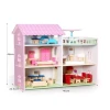 Oyun dəsti Three Story Wooden Dollhouse YD-8089, taxta, çəhrayı