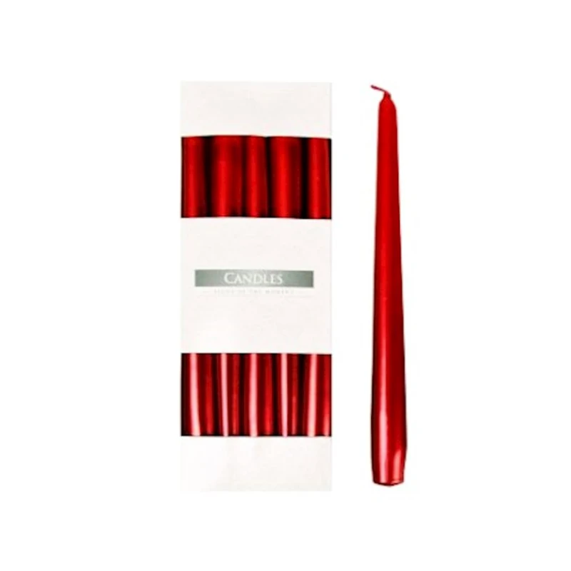 Şam dəsti Bispol Candles s30-230, 10 ədəd, 24.5x2.3 sm, parafin, 7 saat yanma, qırmızı
