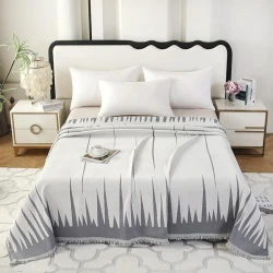 Покрывало Annabery ANBYBZX170240, 170x240 см, хлопок, с серыми линиями