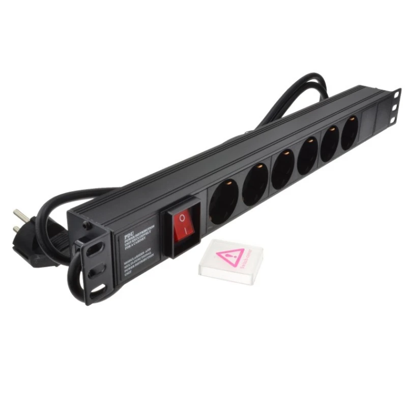 Сетевой фильтр PDU 19″ EU 1U, 6-розеточный