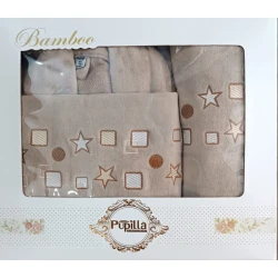 Банный набор MiraNova CTS-469 (халат + банное полотенце + полотенце для рук), велюр, бежевый