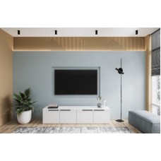TV üçün tumba Ev Plus Lorena, LDSP, ağ, 200x45x44 sm
