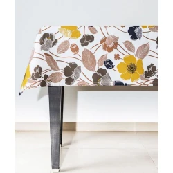 Скатерть Hom-me прямоугольная, 150x320 см, хлопок, Белый/Коричневый/Желтый