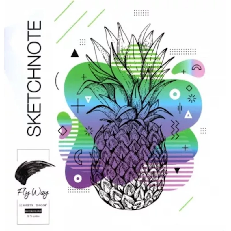 Скетчбук Проф-Пресс Ананас в Графике, 12 листов, 185x185 мм