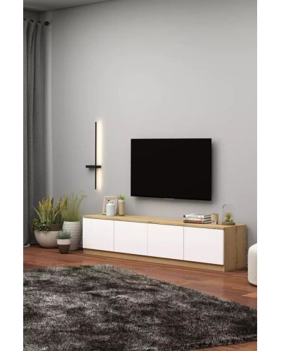 TV üçün tumba ev_12116146, laminat, ağ/qəhvəyi, 180x35x40 sm
