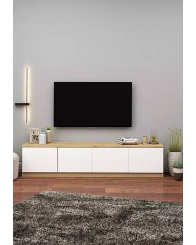 TV üçün tumba ev_12116146, laminat, ağ/qəhvəyi, 180x35x40 sm