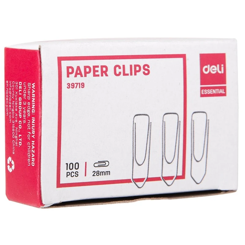Скрепки Deli 39719, 28 мм, 100 шт Скрепки Deli 39719, 28 мм, 100 шт
