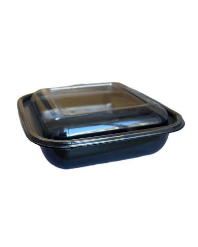 Salat üçün birdəfəlik qab dəsti Loyal 7233179687, polietilen tereftalat/polipropilen, qara, 19x19x2.6+6.7 sm, 1000 ml, 1000 əd