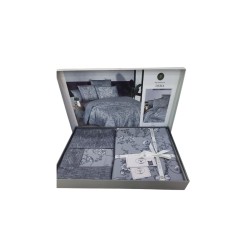 Yataq dəsti DO&GO DO5, yorğan üzü 200х220 sm, mələfə 220х240 sm, yastıq üzləri 70x70 sm, 50х70 sm, ikinəfərlik, satin, boz