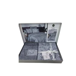 Комплект постельного белья DO&GO DO5, пододеяльник 200х220 см, простыня 220х240 см, наволочки 70x70 см, 50х70 см, двуспальный, сатин, серый