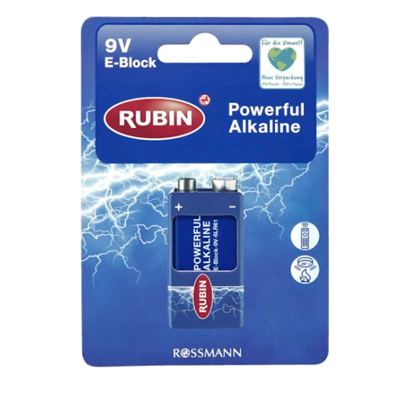 Батарейка Rubin 9 V E-Block Powerful Alkaline Батарейка Rubin 9 V E-Block Powerful Alkaline