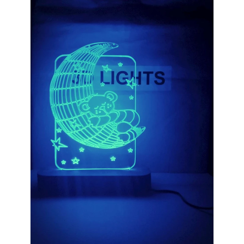 3D-gecə lampası tag01, 20x14 sm, göy