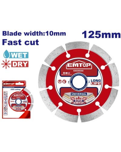 Almaz kəsmə diski Emtop EDDC011252, 125x10x22.2 mm