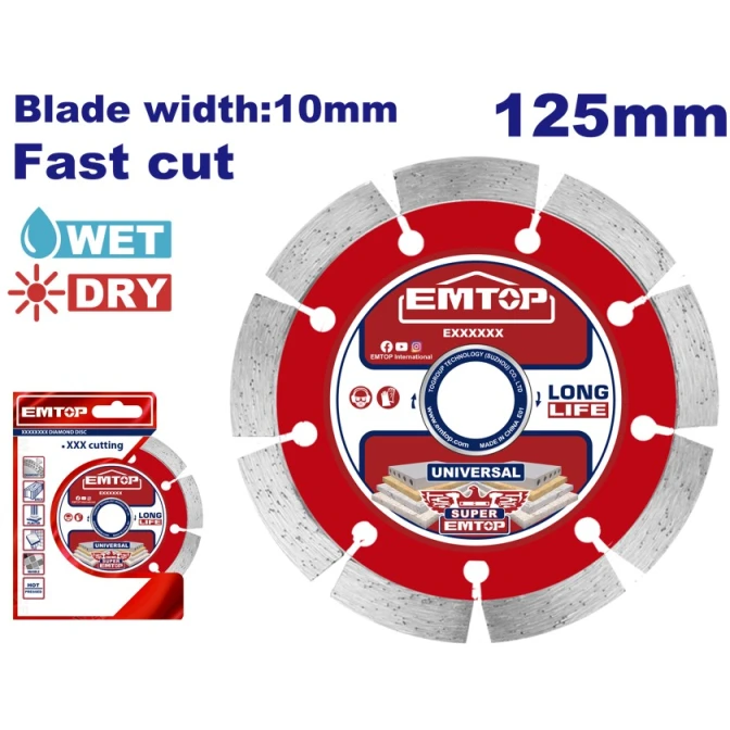 Диск отрезной алмазный Emtop EDDC011252, 125x10x22.2 мм