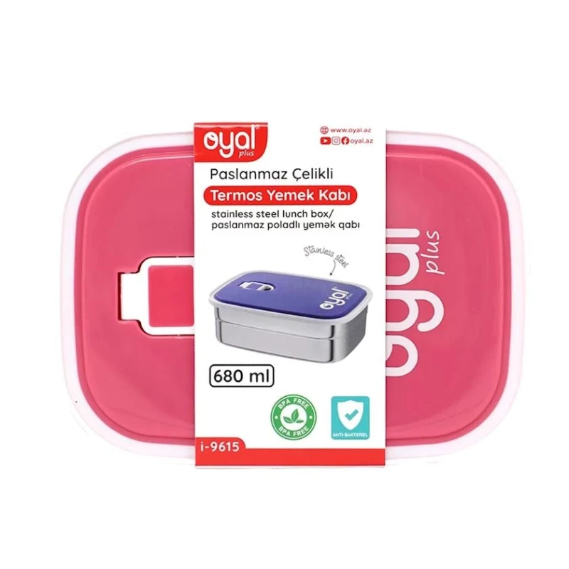 Termo lanç-boks Oyal Plus i-9615, 680 ml, çəhrayı