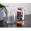 Набор банок для хранения 8002, 2 шт, 800 мл, стекло/бамбук, прозрачный