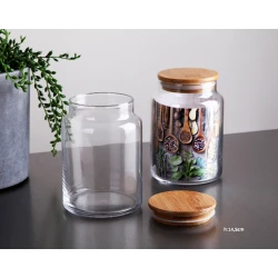 Набор банок для хранения 8002, 2 шт, 800 мл, стекло/бамбук, прозрачный