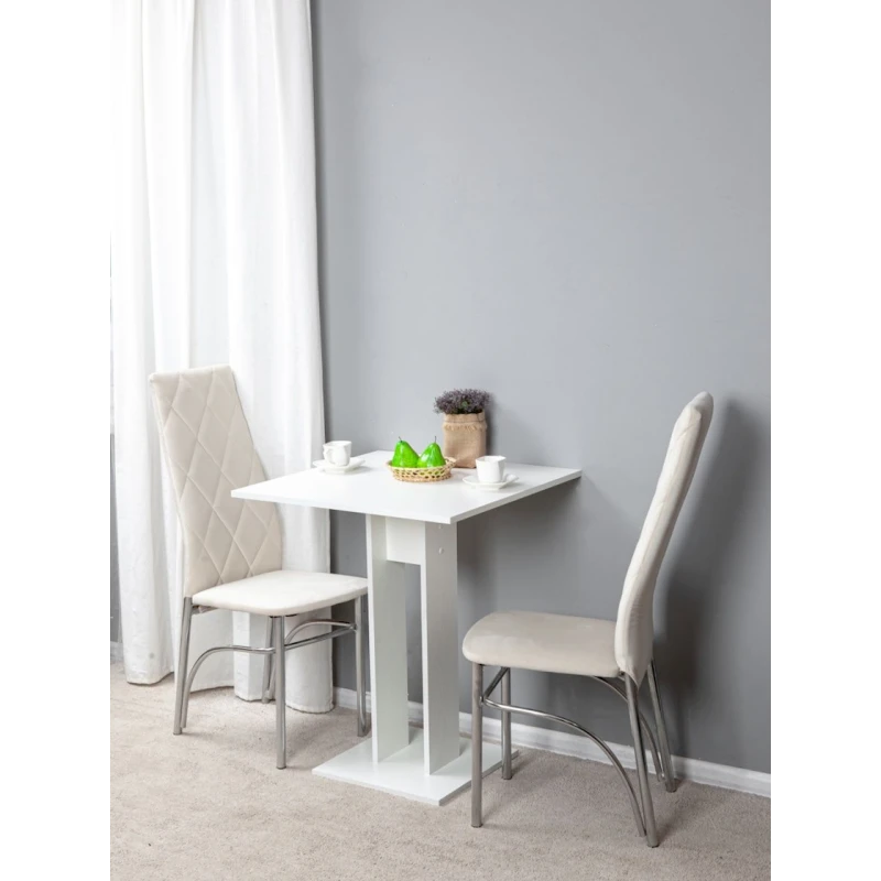 Обеденный стол, белый, ЛДСП, 65x65x78 см Обеденный стол, белый, ЛДСП, 65x65x78 см