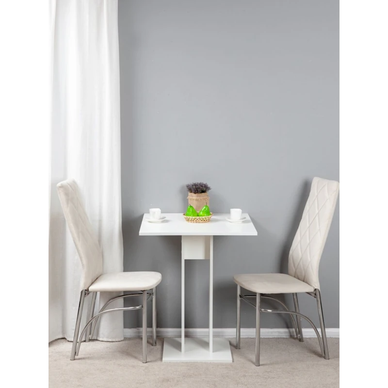 Обеденный стол, белый, ЛДСП, 65x65x78 см Обеденный стол, белый, ЛДСП, 65x65x78 см