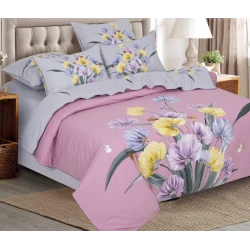 Yataq dəsti Артпостель Аэлита, yorğan üzü 200x220 sm, mələfə 260x240 sm, yastıq üzü 50x70/70x70 sm, avro, velür, boz/bənövşəyi