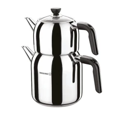 Набор заварочных чайников Korkmaz Kappa Mega A079-1, 2 шт, нержавеющая сталь, с крышкой, серебристый, черный