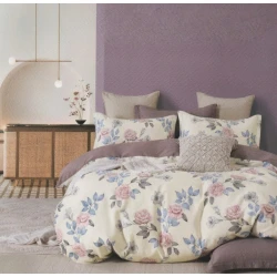 Комплект постельного белья MiraNova SF-710, пододеяльник 160x220 см, простыня 170x240 см, наволочка 50x70 см, односпальный, хлопок, фиолетовый/белый