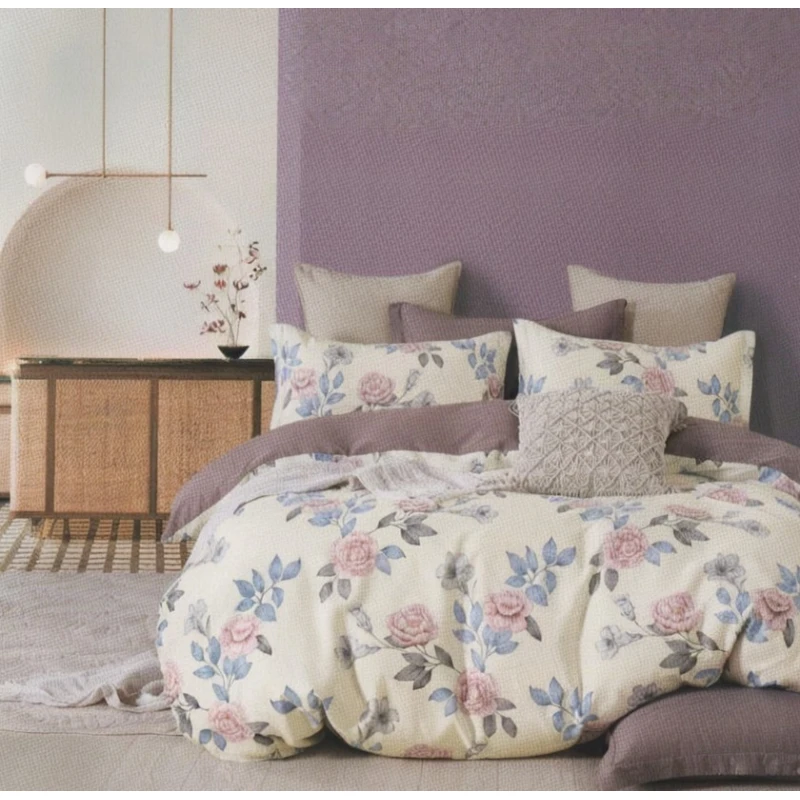 Комплект постельного белья MiraNova SF-710, пододеяльник 160x220 см, простыня 170x240 см, наволочка 50x70 см, односпальный, хлопок, фиолетовый/белый