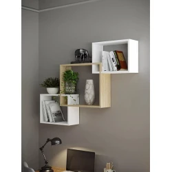 Полка настенная Art Mebel 81, ламинат, 66х96х18 см, белая/бежевая Полка настенная Art Mebel 81, ламинат, 66х96х18 см, белая/бежевая