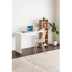 Компьютерный стол Art Mebel House 135, белый/коричневый, 120x150x60 см