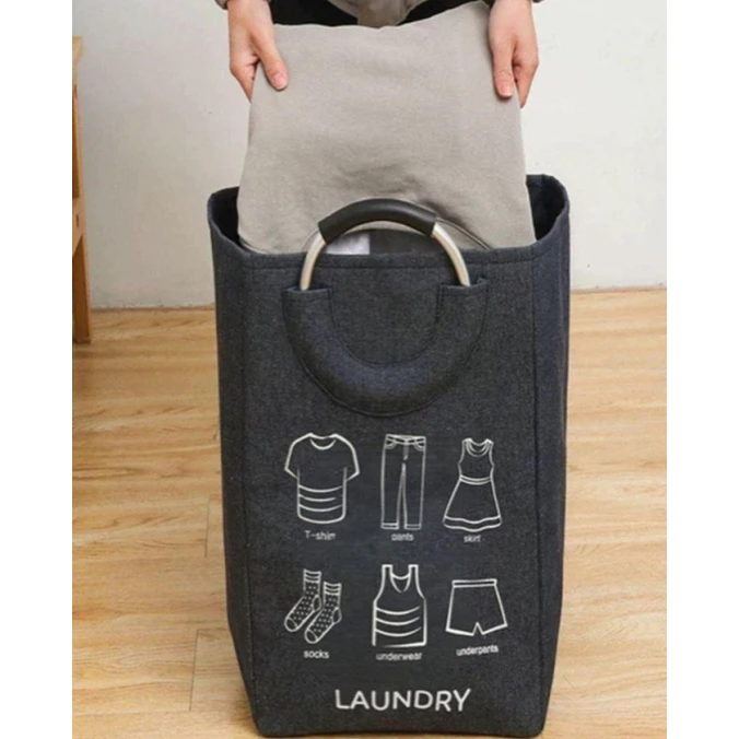 Корзина для белья, ткань, черная