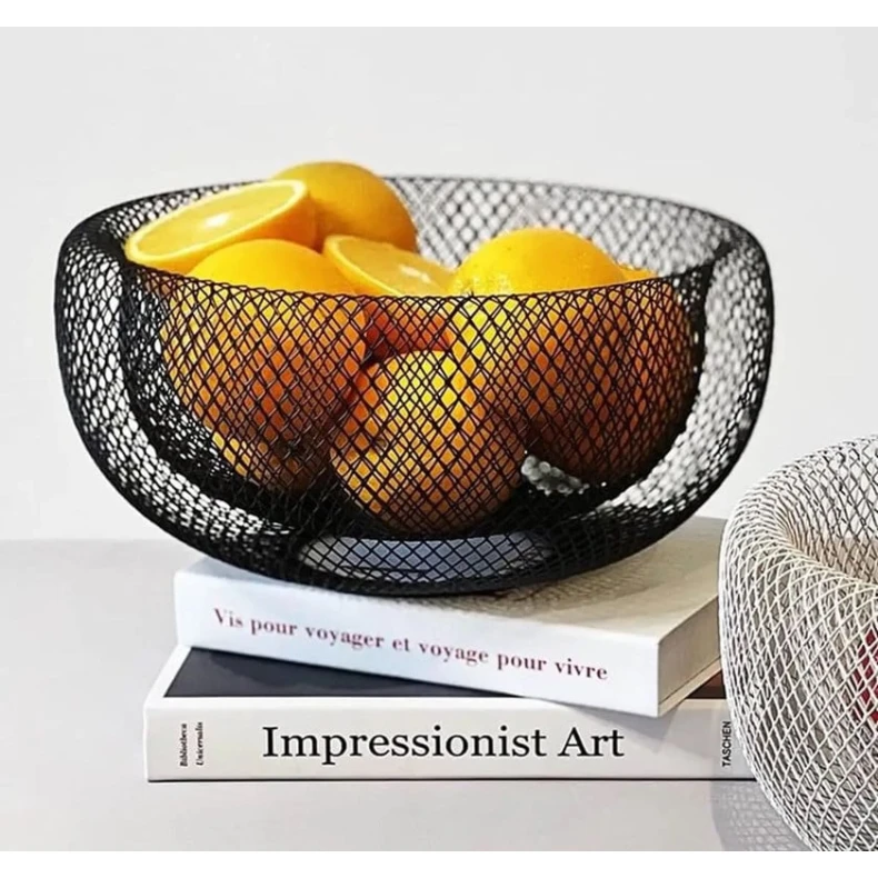 Meyvə qabı, metal, qara, 29x15x12 sm